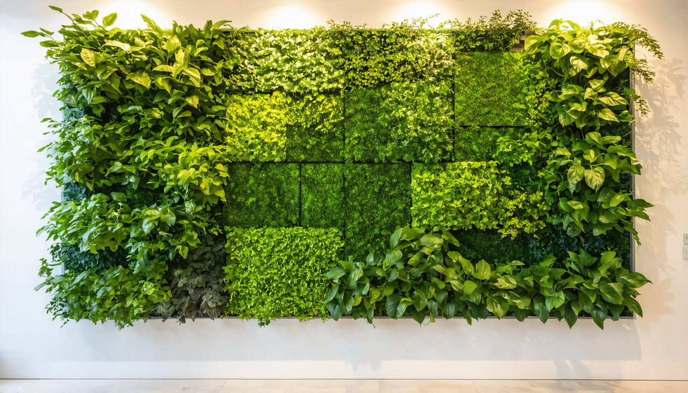 ajoutez une touche de verdure à votre intérieur avec un mur végétal artificiel. facile à installer, il transforme votre espace en un véritable oasis de nature sans entretien.