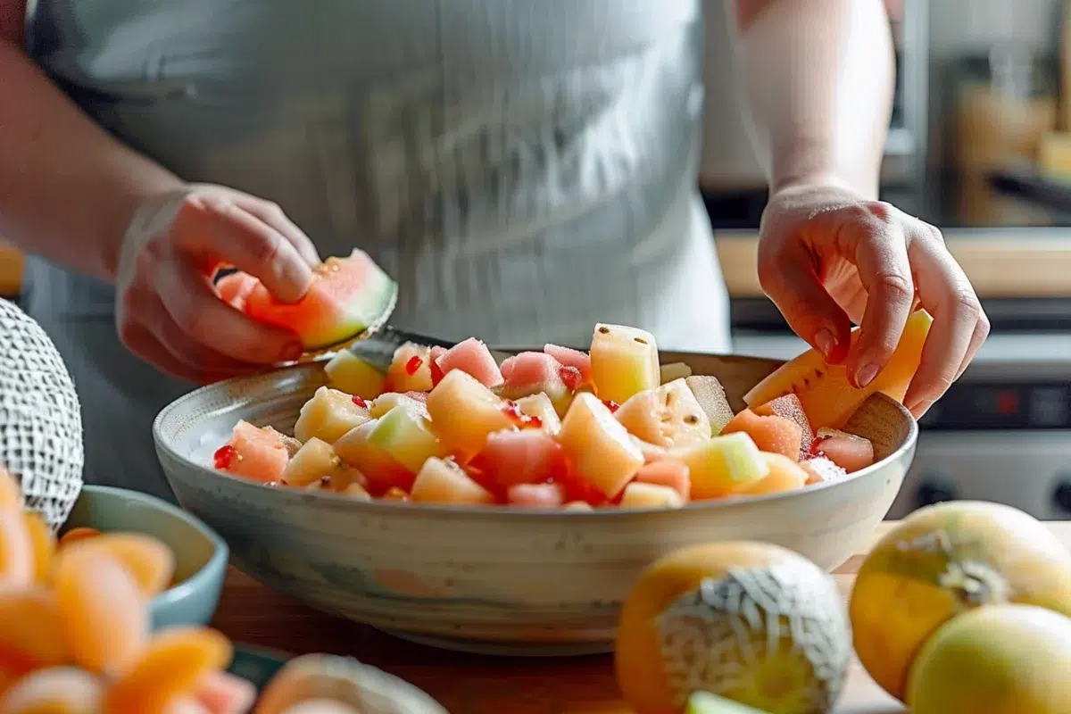 la salade de melon aux fruits confits : une recette rafraîchissante et rapide à préparer en seulement 15 minutes