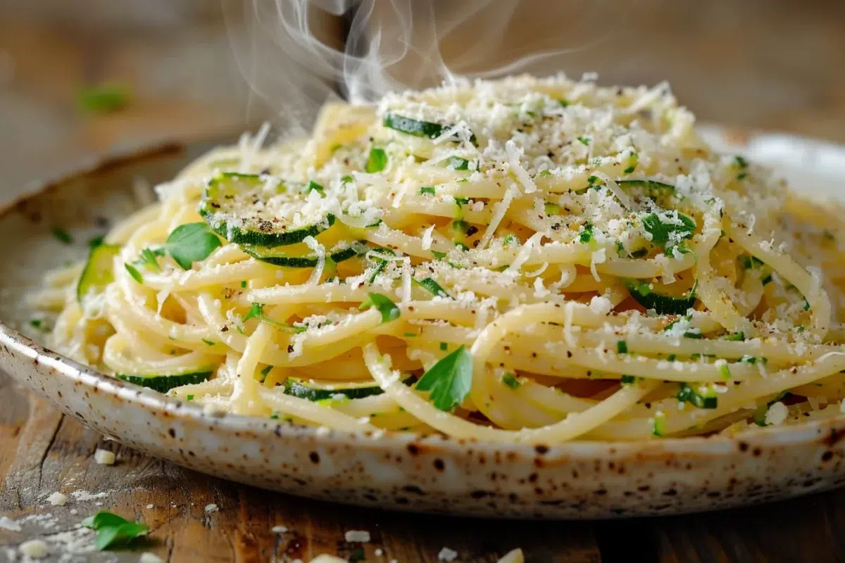 Les spaghetti au parmesan et aux courgettes : un plat simple et savoureux prêt en moins de 15 minutes