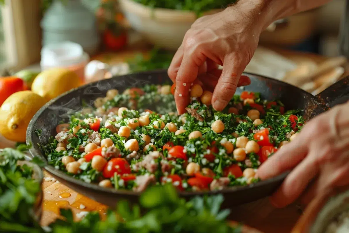 Un taboulé aux pois chiches et à l'agneau en 5 étapes : une recette savoureuse aux saveurs du Moyen-Orient