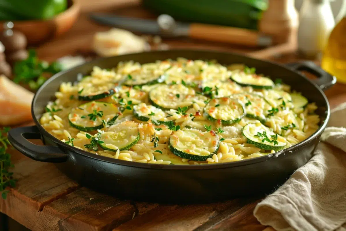 Orzo crémeux aux courgettes et parmesan : une recette réconfortante à préparer en une seule casserole