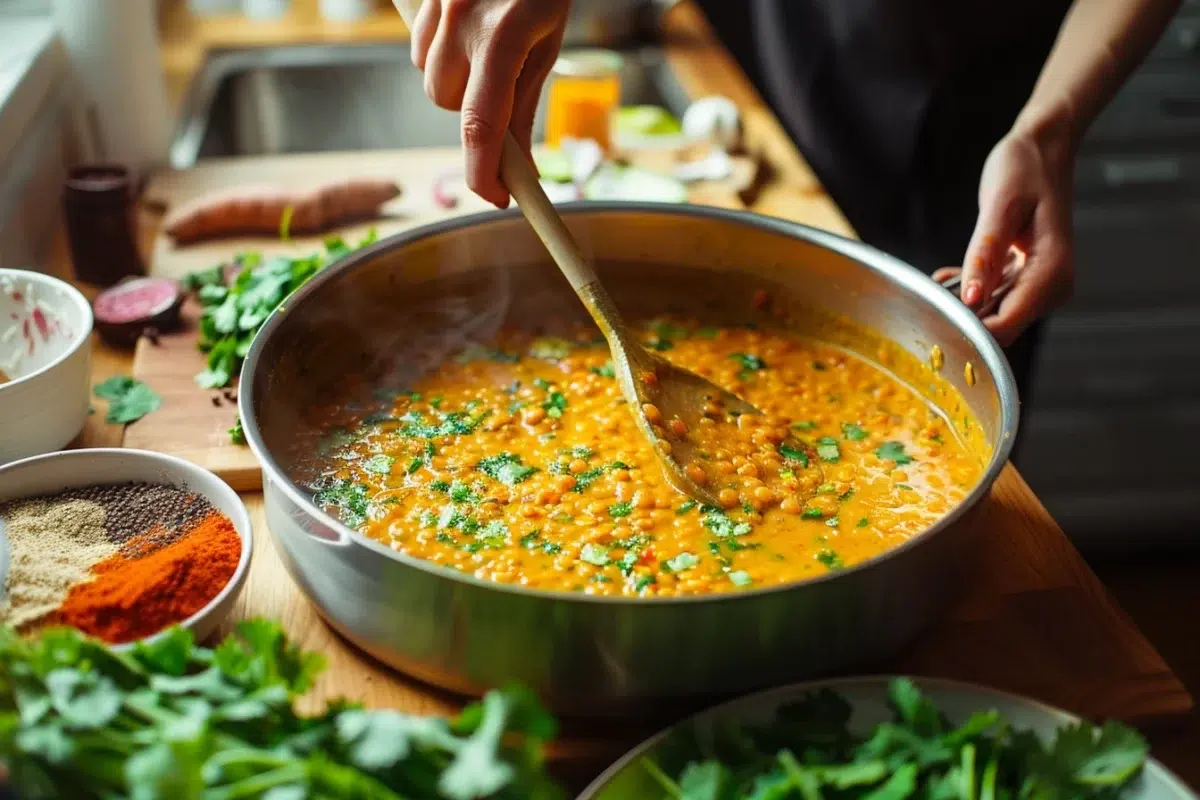 Recette de lentilles corail au curry et coco : un plat exotique et savoureux pour épater vos invités