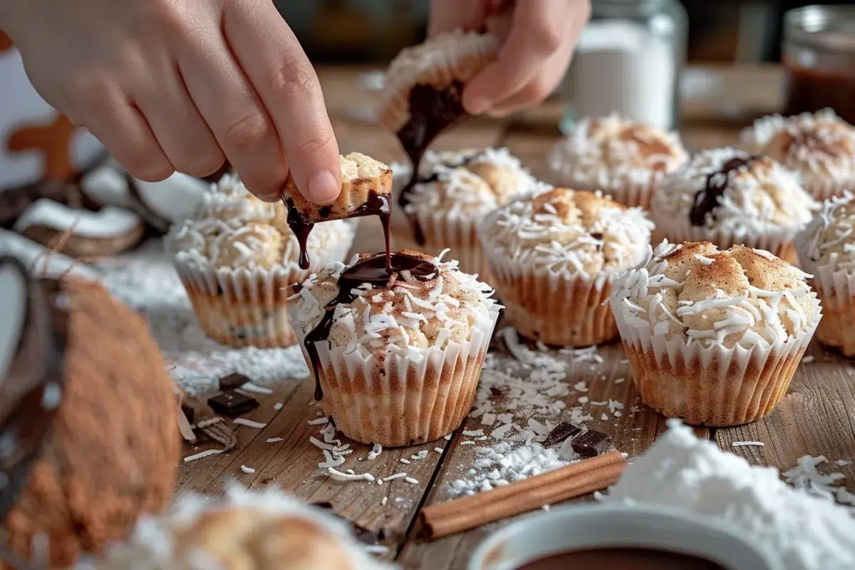 Les muffins coco-cannelle et coulis de chocolat : une douceur simple à préparer en seulement 15 minutes