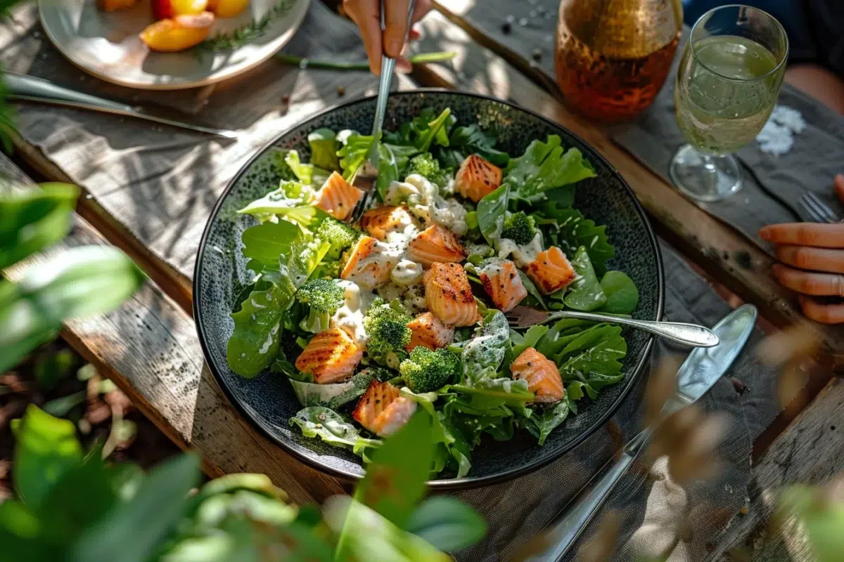 Rafraîchissez votre été avec cette salade César au saumon : une variante gourmande à découvrir
