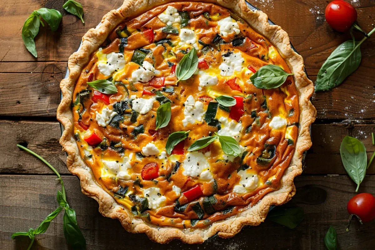 Une quiche savoureuse au poivron et fromage de chèvre : un délice simple pour toutes les occasions