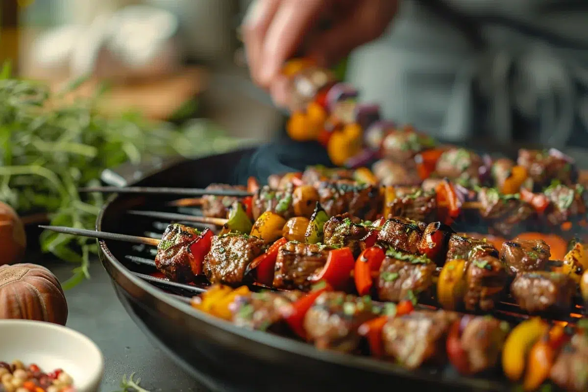 Les brochettes de bœuf marinées aux marrons et poivrons : une recette rapide et savoureuse à essayer