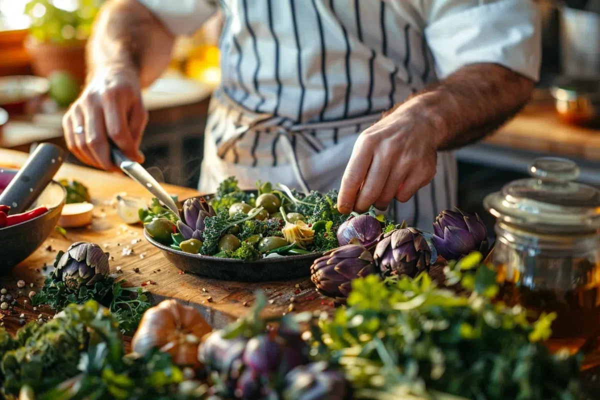 La fraîcheur méditerranéenne : redécouvrez la salade niçoise avec des artichauts violets, un délice revisité