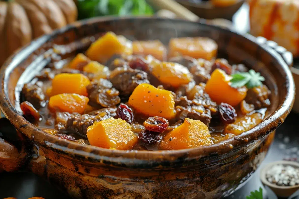 Une cocotte de boeuf au potiron et fruits séchés : une recette simple et réconfortante pour les soirées d'automne