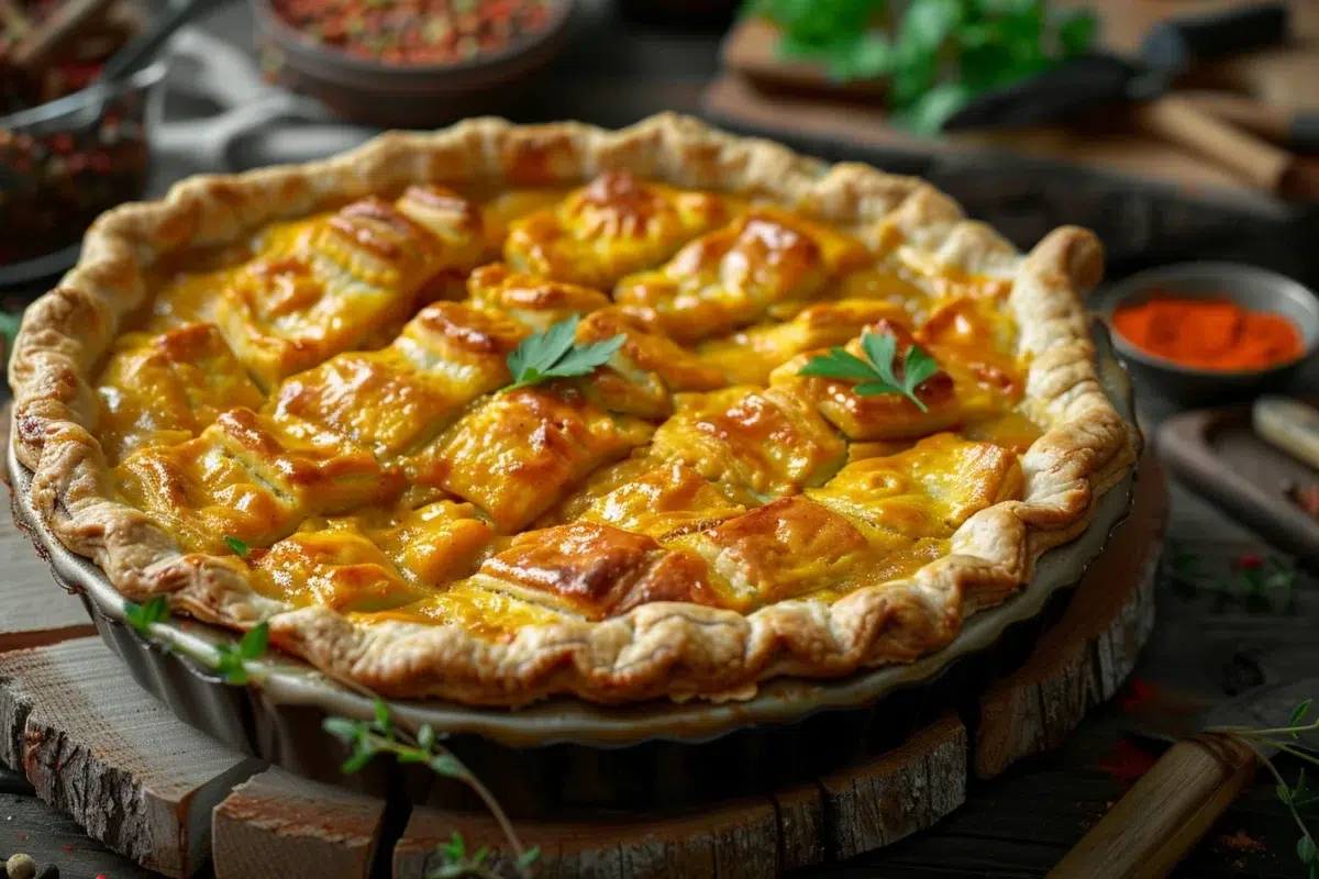 Le chicken pie au curry : une tarte savoureuse aux saveurs de l'Inde prête en moins de 15 minutes