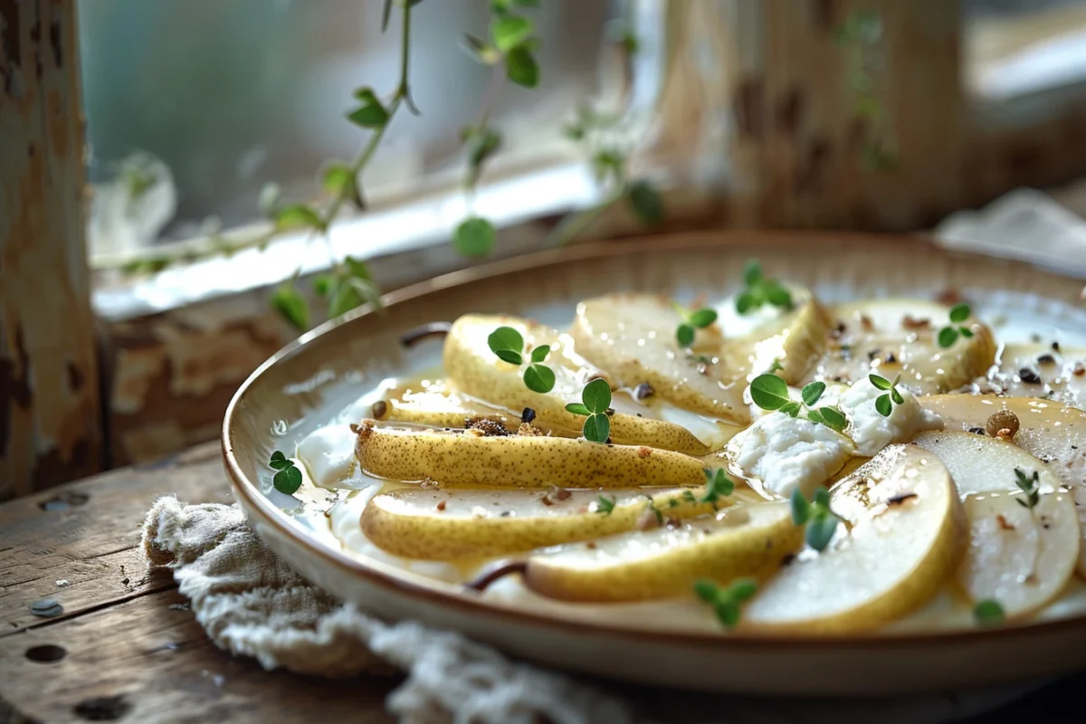 La recette de chèvre aux poires : une alliance douce et raffinée prête en seulement 10 minutes