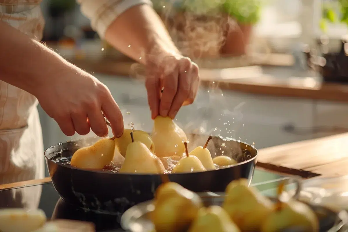 Les poires pochées au porto : une recette raffinée prête en 10 minutes avec des astuces simples et efficaces