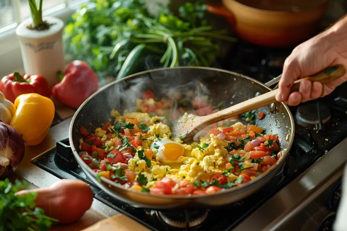 Des œufs brouillés à la ratatouille : une recette savoureuse pour un brunch prêt en moins de 15 minutes