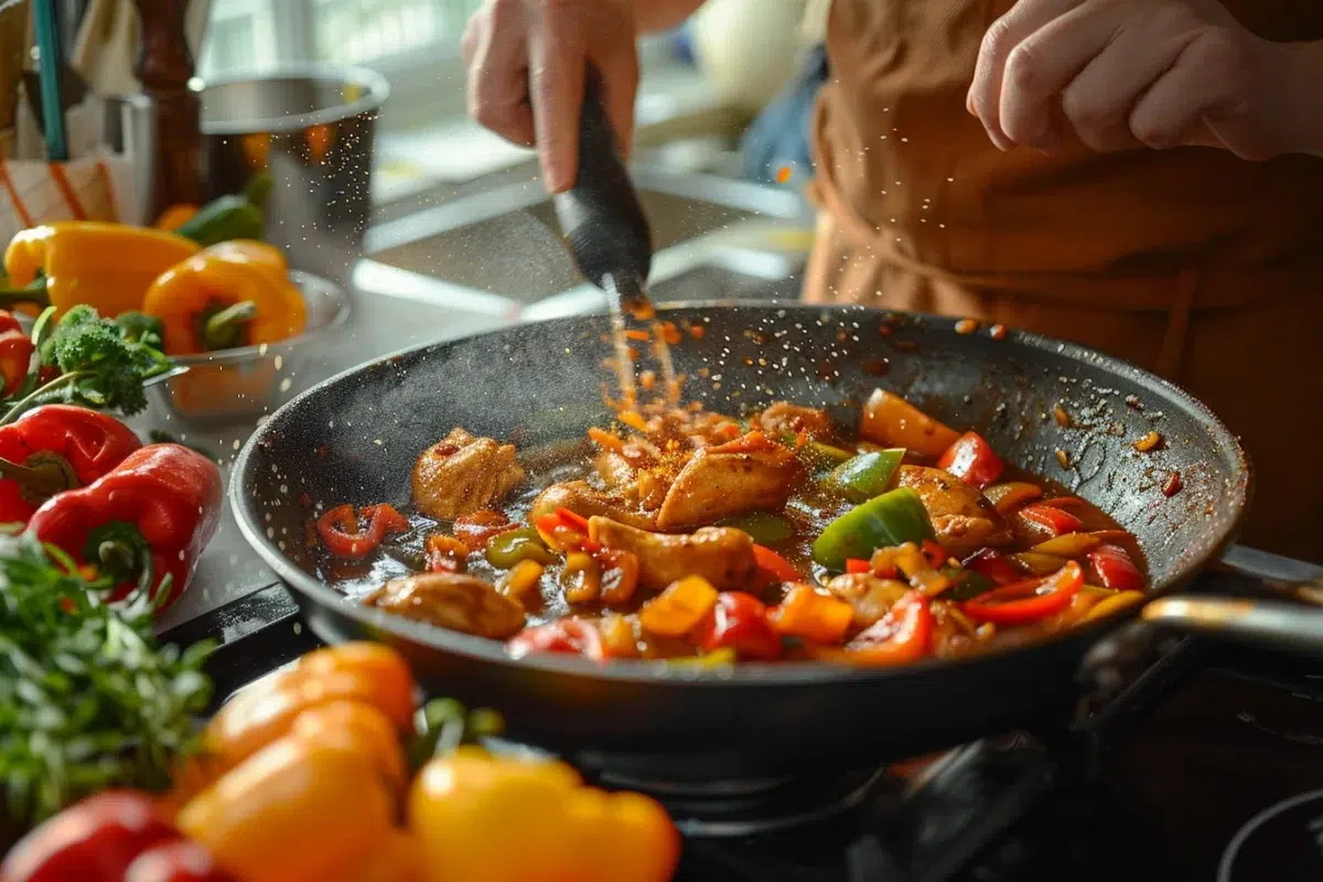 Poulet aux poivrons et banyuls : une recette riche en saveurs prête en moins de 15 minutes