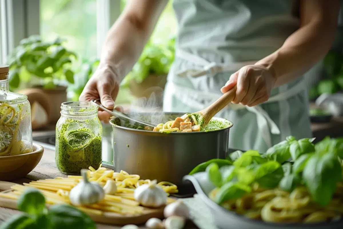 Les pâtes au thon et pesto : une recette rapide et savoureuse en seulement 10 minutes pour des dîners réussis