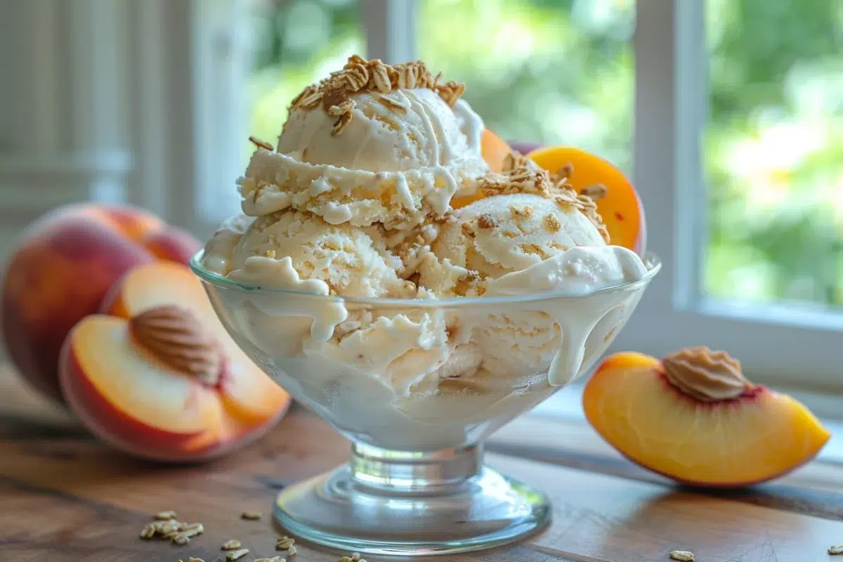 Une glace protéinée à la pêche : un dessert rafraîchissant et sain avec seulement trois ingrédients