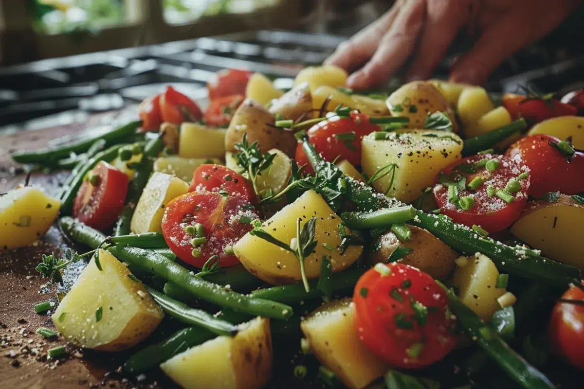 Salade de haricots verts, pommes de terre et tomates : une recette légère et savoureuse pour vos repas d'été