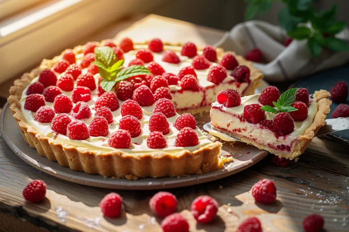 La tarte aux framboises et au fromage blanc : une recette simple et délicieuse pour ravir vos convives