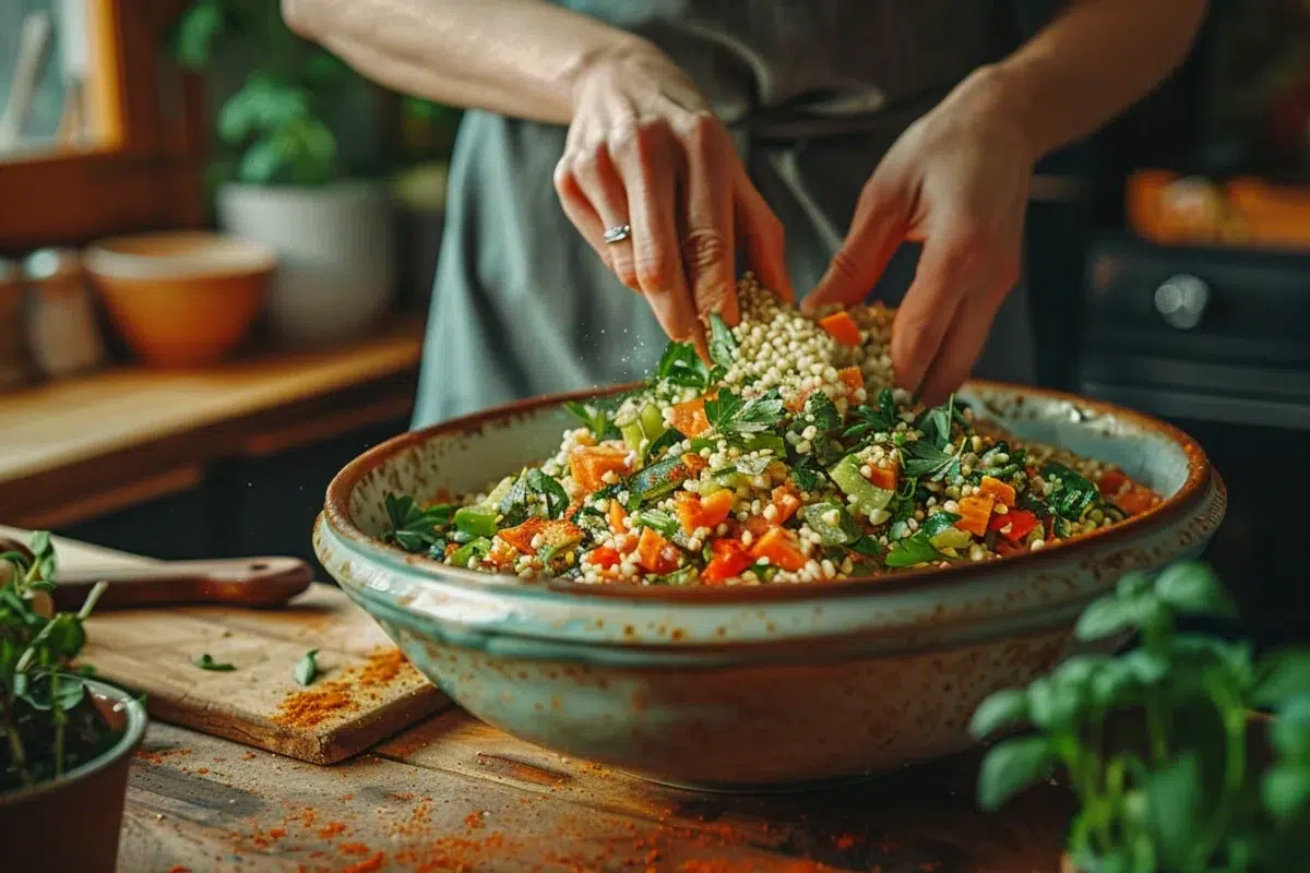 La salade tiède de boulgour : une symphonie sucrée-salée aux épices pour éveiller vos papilles