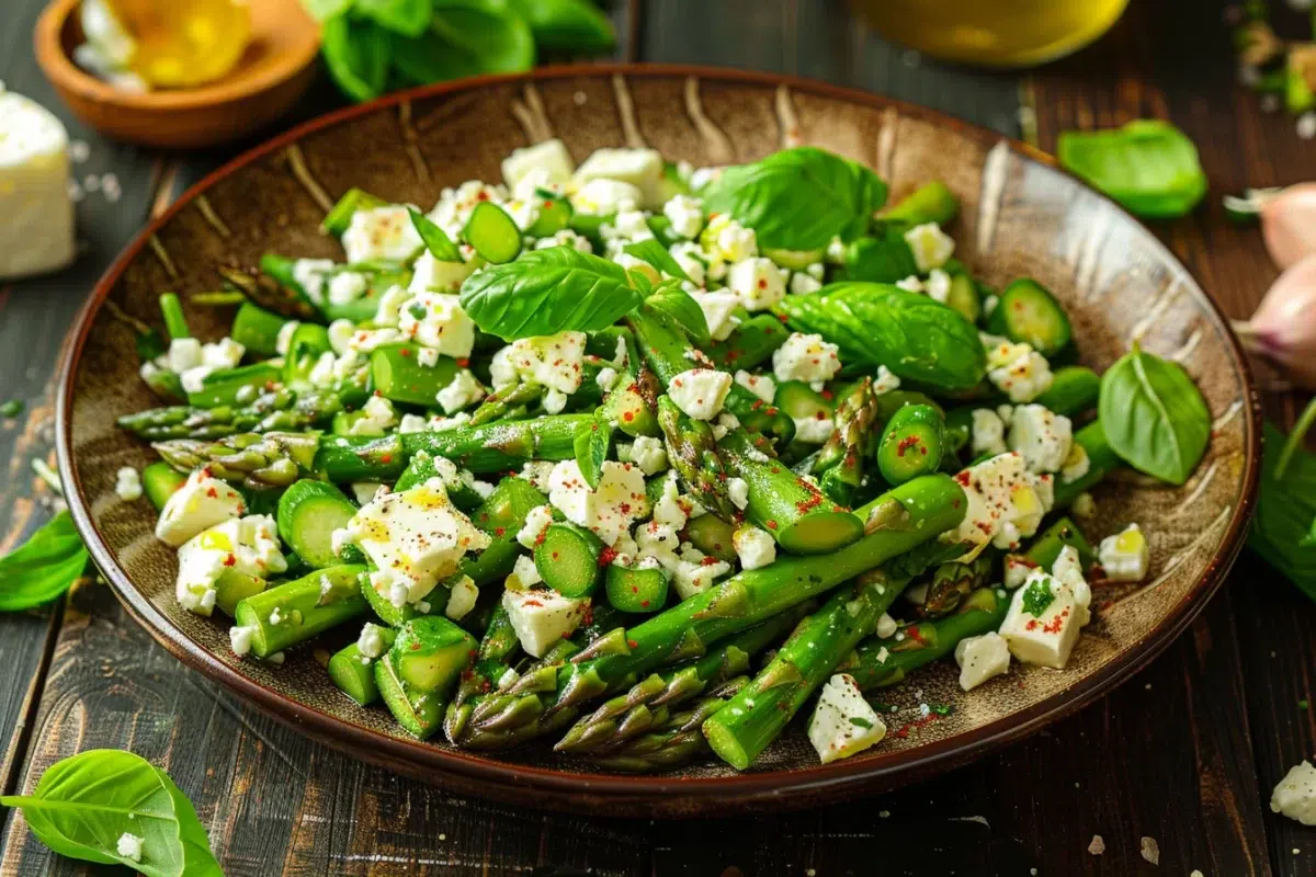 le meli-melo d'asperges, feta et basilic : une recette fraîche et savoureuse pour célébrer le printemps