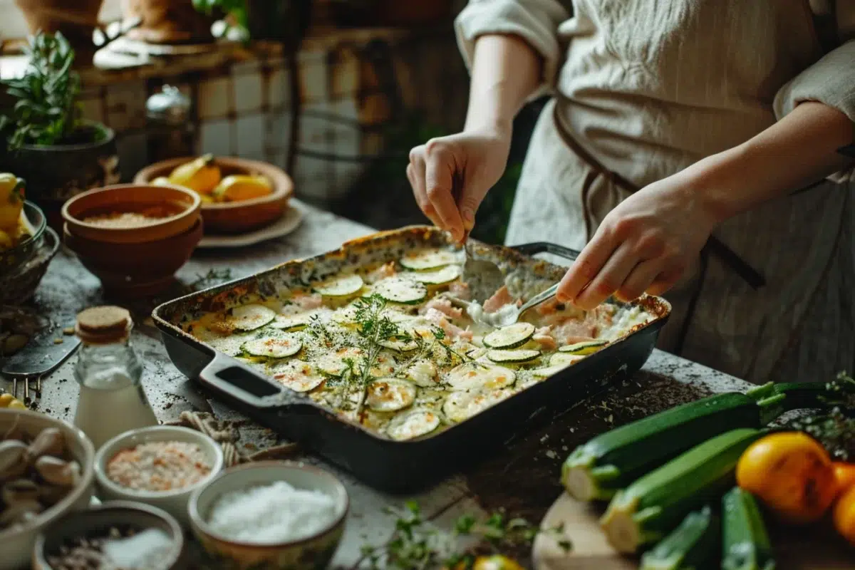 Gratin de courgettes au saumon : une recette rapide et savoureuse prête en moins de 15 minutes