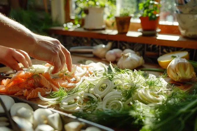 Salade de fenouil et truite fumée : une recette gourmande et rapide à préparer en seulement 10 minutes