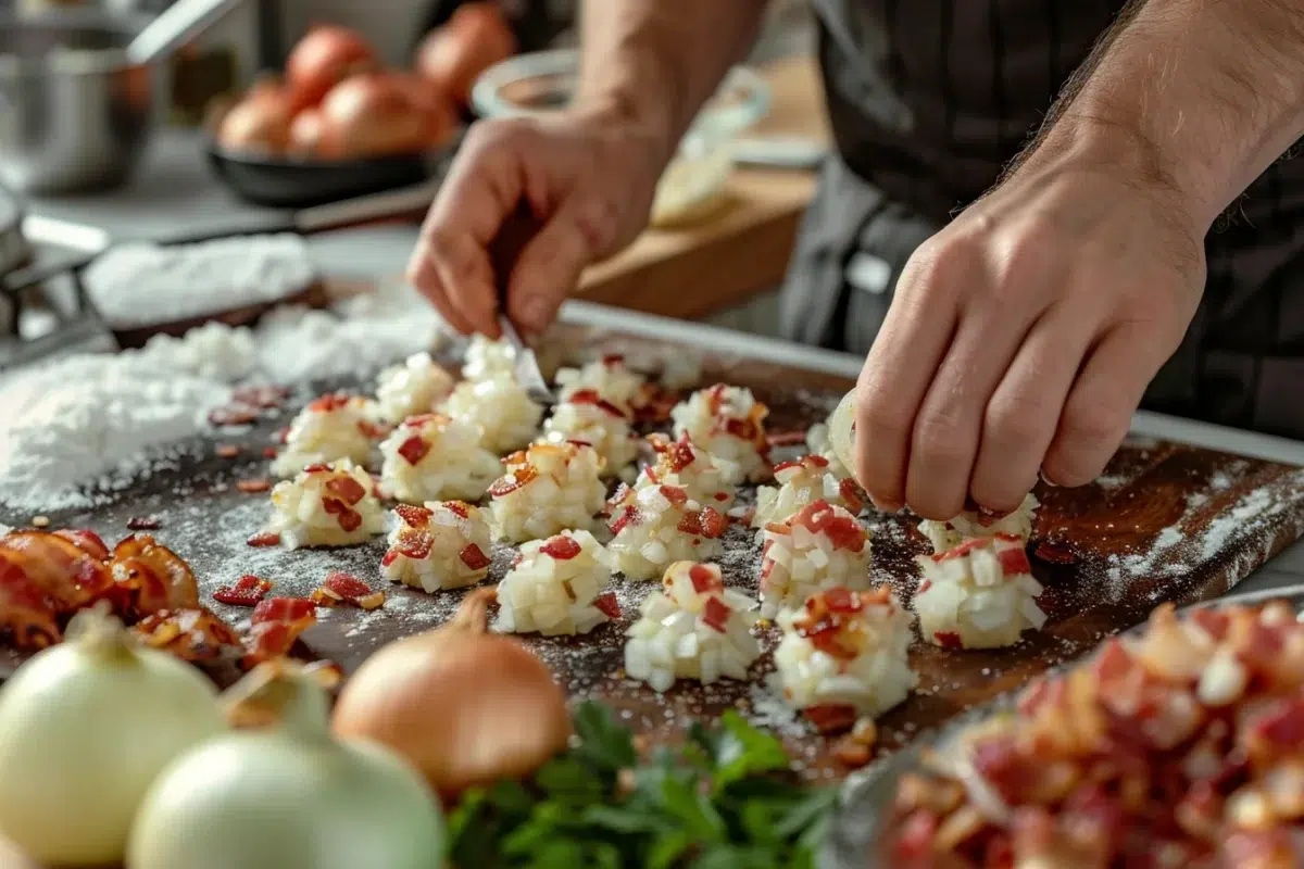 Les mini-bouchées aux lardons et oignons : un délice simple pour épater vos invités en 5 étapes