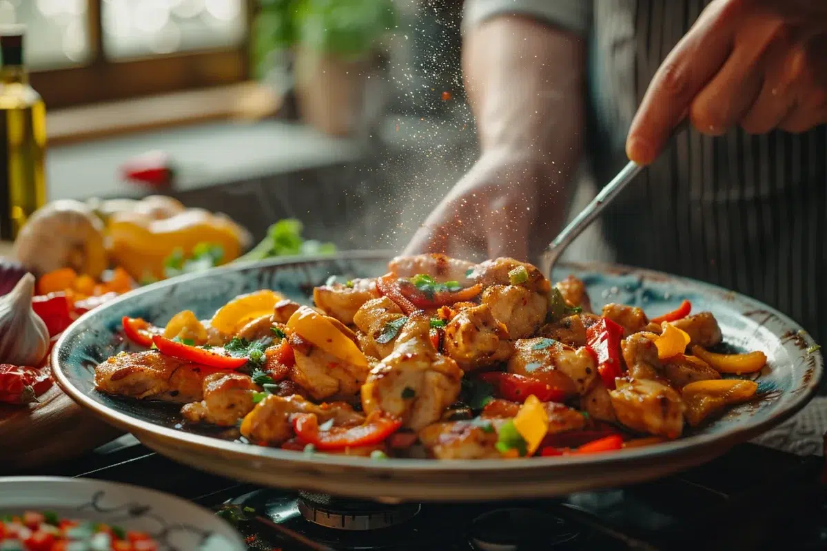 Le poulet aux poivrons et safran : un festin royal prêt à déguster en seulement 25 minutes