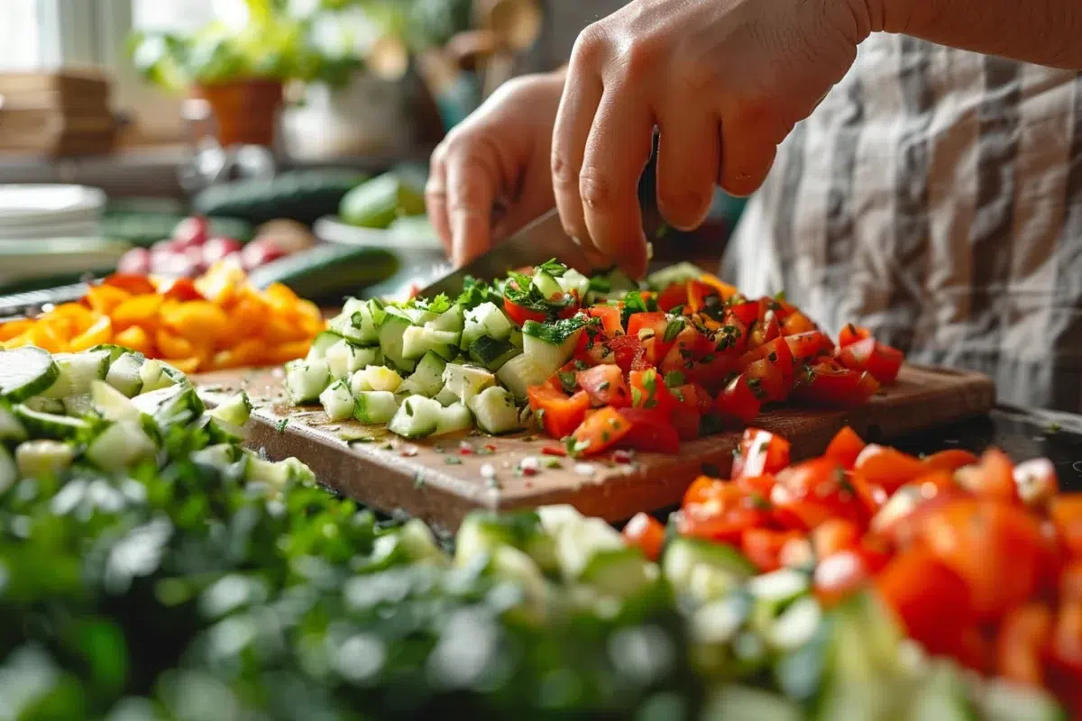 une recette de salade israélienne rafraîchissante : prête en 10 minutes avec des ingrédients frais et savoureux