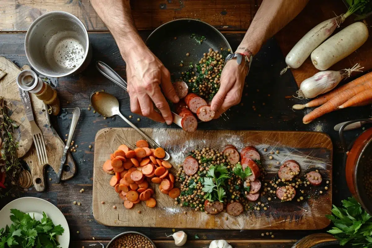 Lentilles en vinaigrette avec saucisse de Morteau : une recette rapide et savoureuse à découvrir en 30 minutes
