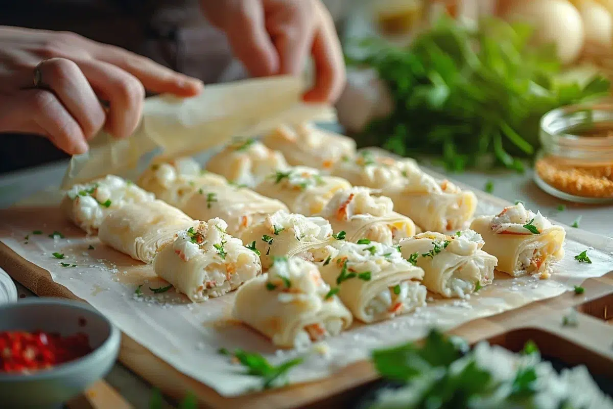 Les bricks farcies à la chair de tourteau : une recette croustillante et raffinée en seulement 25 minutes
