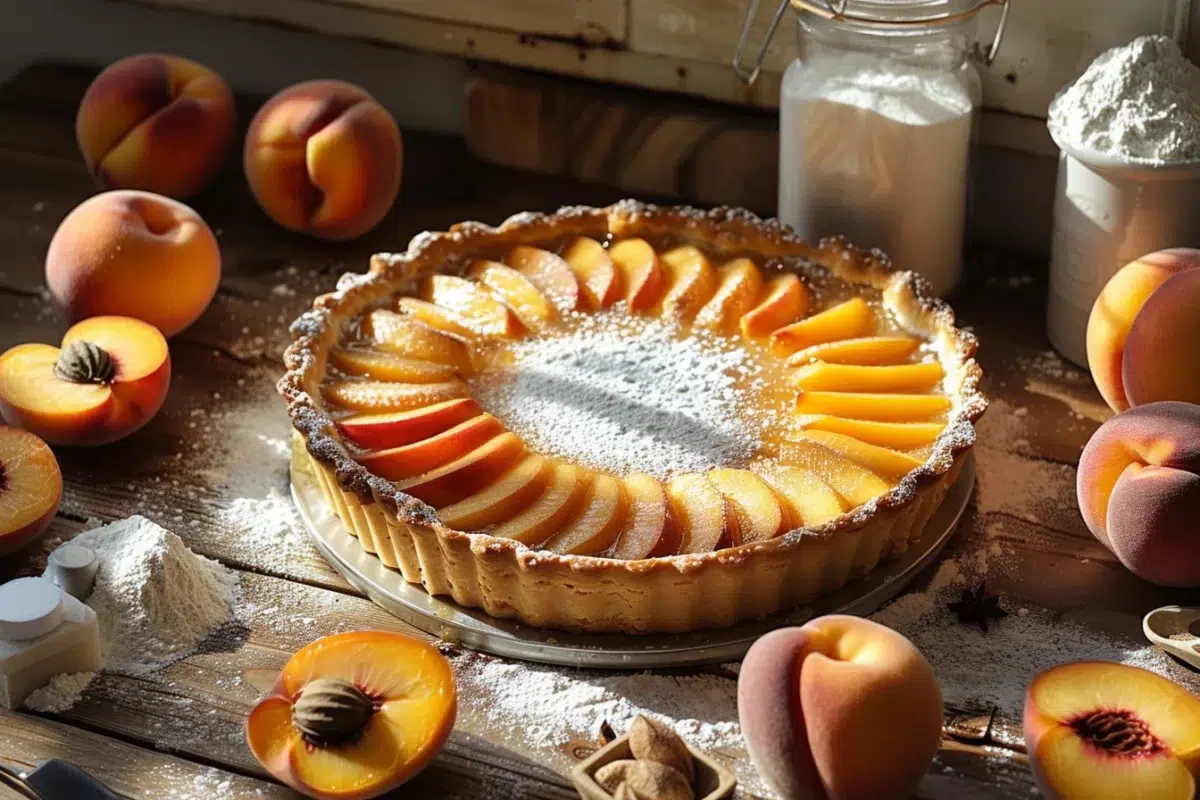 La délicieuse tarte aux pêches de Manon : un dessert rapide et facile à préparer pour sublimer vos repas