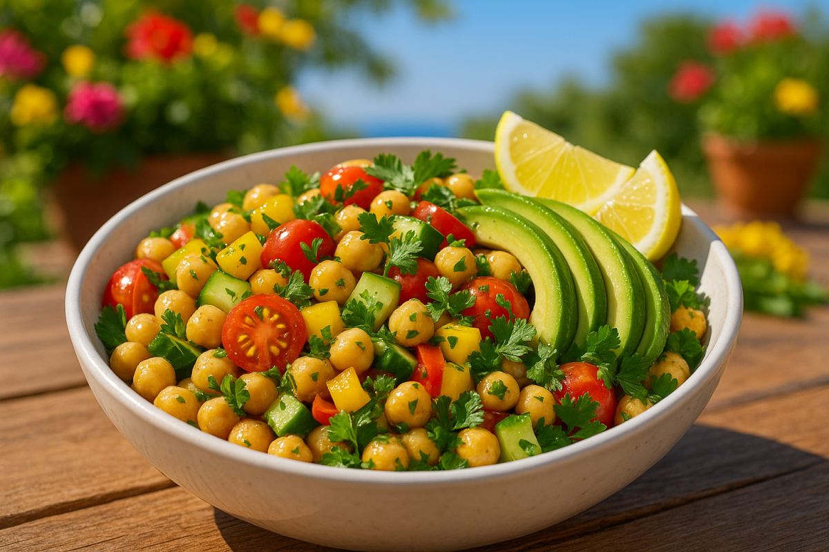 découvrez notre recette coup de cœur pour l'été : une salade de pois chiches délicieuse, saine et rafraîchissante. parfaite pour vos repas ensoleillés, simple à préparer et pleine de saveurs.