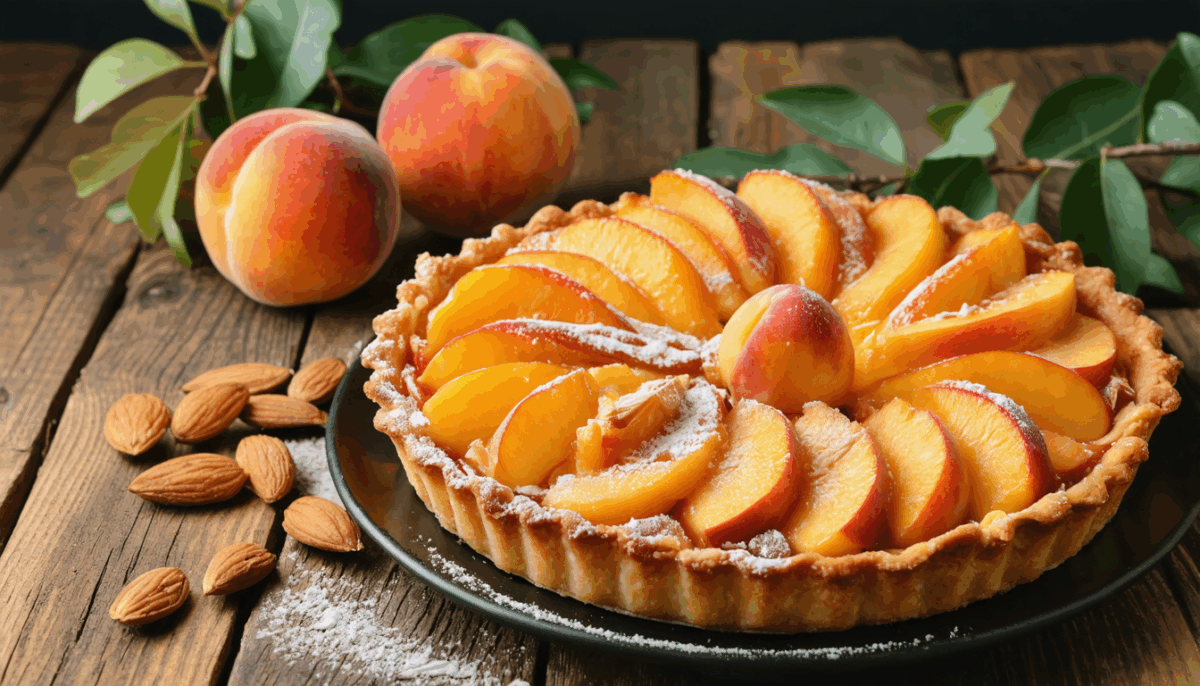 découvrez la recette irrésistible de ma tarte amandine aux pêches : une pâte croustillante, une crème d’amande onctueuse et des pêches juteuses pour un dessert qui séduit à coup sûr toute la famille !