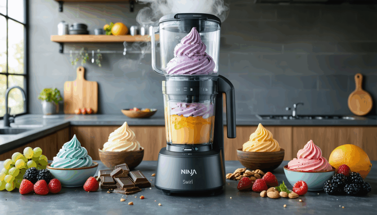 découvrez la ninja swirl 13-en-1, la machine révolutionnaire qui transforme vos ingrédients préférés en délicieuses glaces maison en un clin d'œil. facile à utiliser, polyvalente et idéale pour des desserts sains et personnalisés !