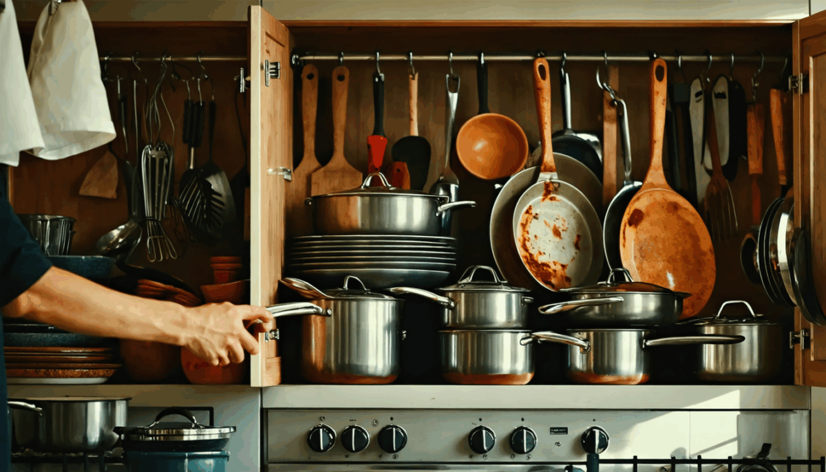 découvrez comment j'ai stoppé l'usure de mes poêles grâce à une astuce simple de rangement : protégez vos poêles et prolongez leur durée de vie avec ce conseil malin !