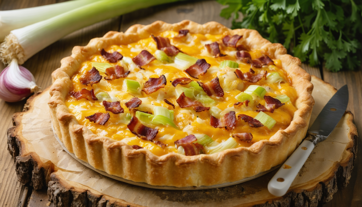 découvrez notre recette simple et gourmande de tarte aux poireaux, fromage fondant et bacon savoureux, pour un délice croustillant à partager en famille.