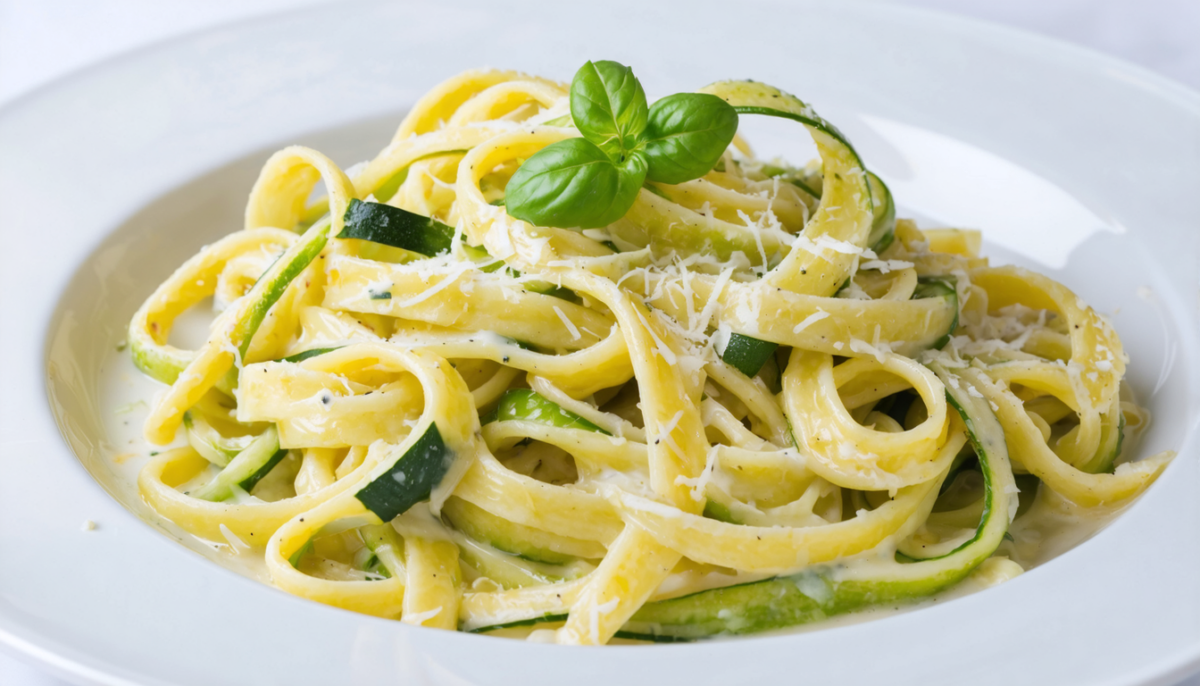 découvrez une recette savoureuse de linguines au citron accompagnées de courgettes fraîches et nappées d'une onctueuse crème de parmesan, parfaite pour un repas estival léger et gourmand.