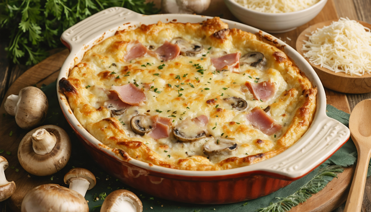 découvrez notre recette facile de gratin gourmand aux champignons et jambon léger, parfaite pour un repas savoureux et équilibré qui éveillera vos papilles.