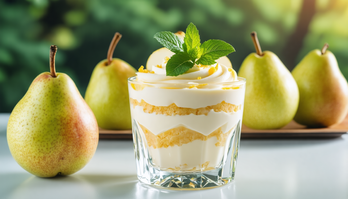 savourez notre mousse légère à la poire, un dessert gourmand et rapide à préparer, parfait pour toutes les occasions.