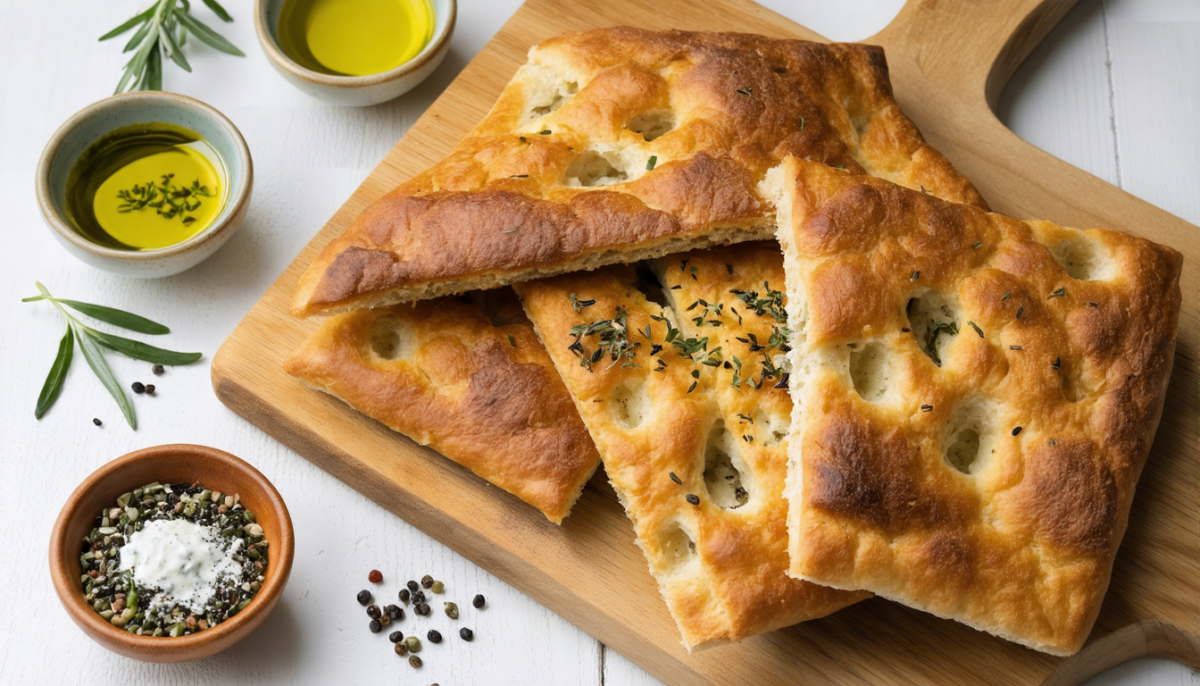 découvrez notre recette facile de focaccia légère au thym et romarin, un pain parfumé et moelleux idéal pour vos apéritifs et repas gourmands.