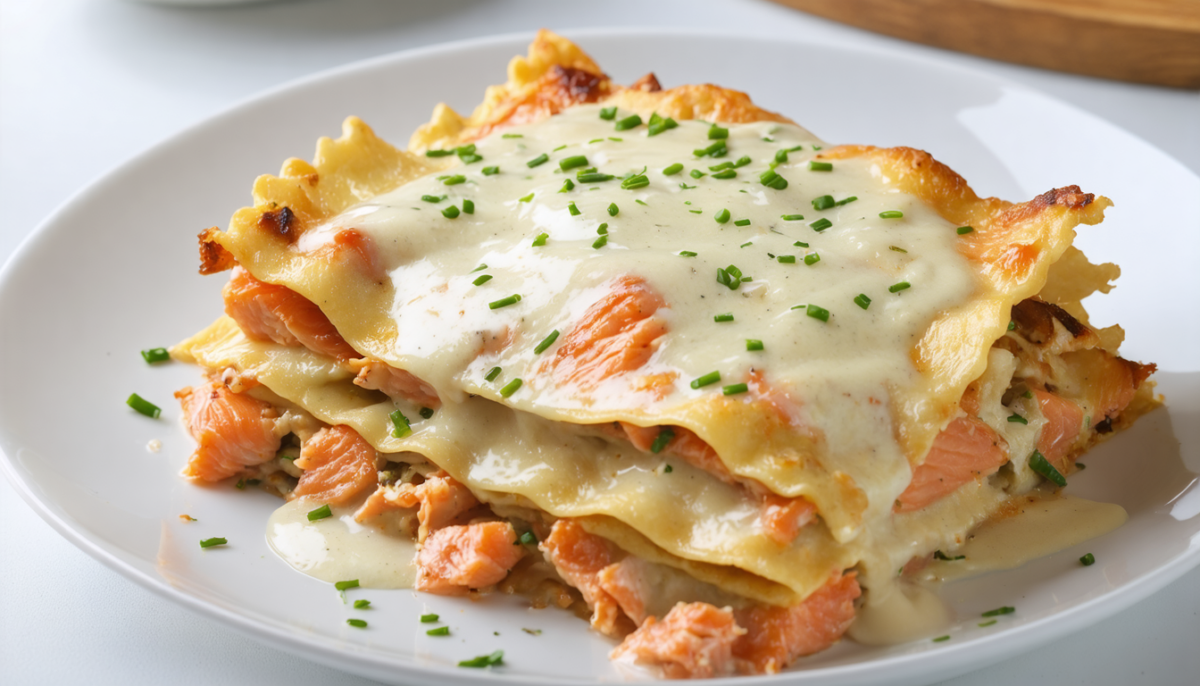 savourez nos lasagnes légères au saumon, poireaux et champignons, délicatement nappées d'une béchamel onctueuse allégée, pour un repas gourmand et équilibré.