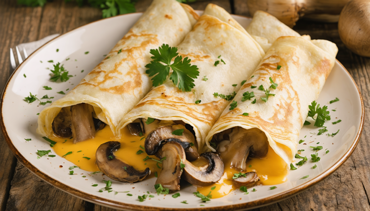 découvrez une recette facile et gourmande de crêpe salée aux champignons fondants et fromage savoureux, parfaite pour un repas délicieux et réconfortant.