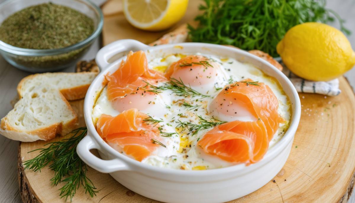 découvrez notre recette gourmande et saine d'œufs cocotte au saumon fumé et crème légère, parfaite pour un repas savoureux et équilibré.