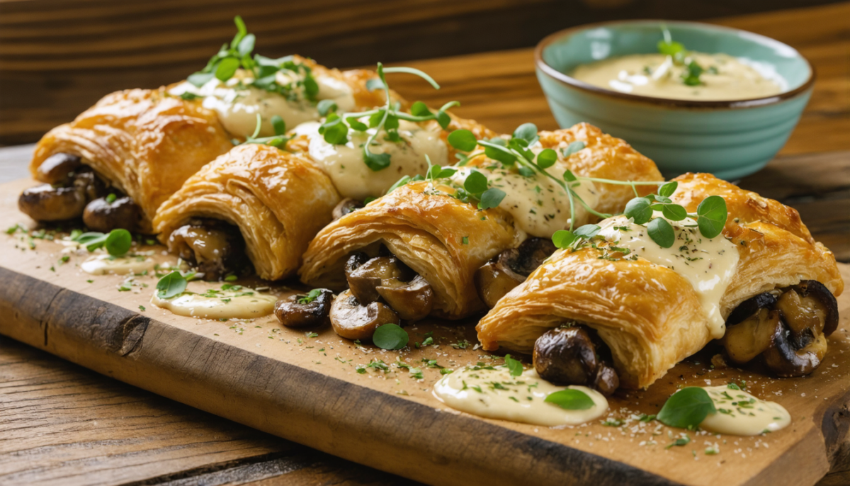 savourez nos délicieuses bricks aux champignons, généreusement nappées d'une onctueuse crème légère au camembert, pour un plat gourmand et raffiné.