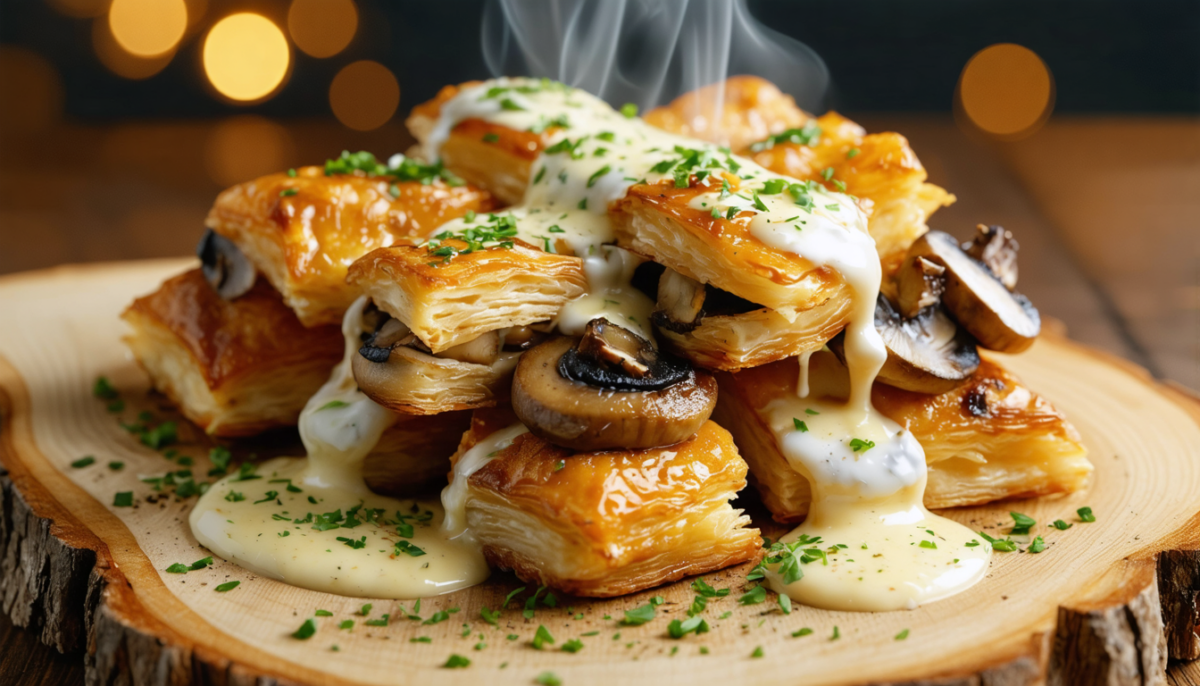 savourez nos délicieuses bricks aux champignons, généreusement nappées d'une onctueuse crème légère au camembert, pour un plat gourmand et savoureux.