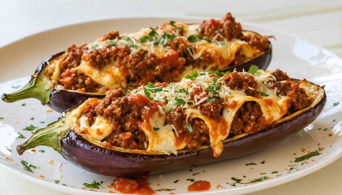 découvrez notre recette gourmande et saine d'aubergines farcies à la bolognaise légère, parfaite pour un repas savoureux et équilibré.
