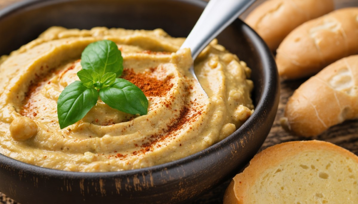 savourez nos blinis maison moelleux, servis avec des pickles croquants et une tartinade végétale riche en saveurs, pour un mélange parfait de textures et de goûts.