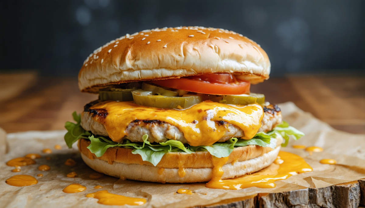 découvrez notre recette gourmande de burger de poulet haché au fromage, un plat savoureux et facile à préparer pour un repas délicieux et convivial.