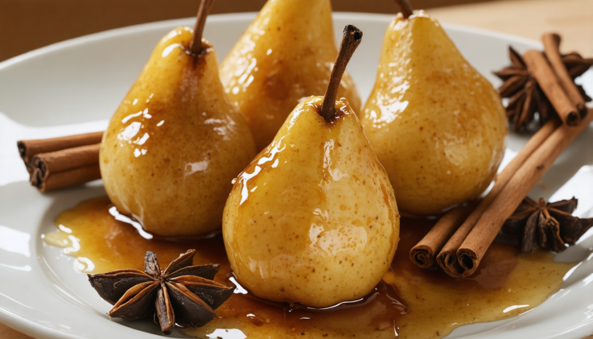 savourez la douceur des poires rôties au miel et aux épices, une recette automnale irrésistible alliant caramel fondant et arômes chaleureux.