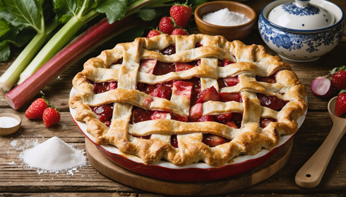 découvrez notre recette authentique de tarte à la rhubarbe, facile à réaliser et délicieusement gourmande, idéale pour un dessert fait maison comme chez grand-mère.